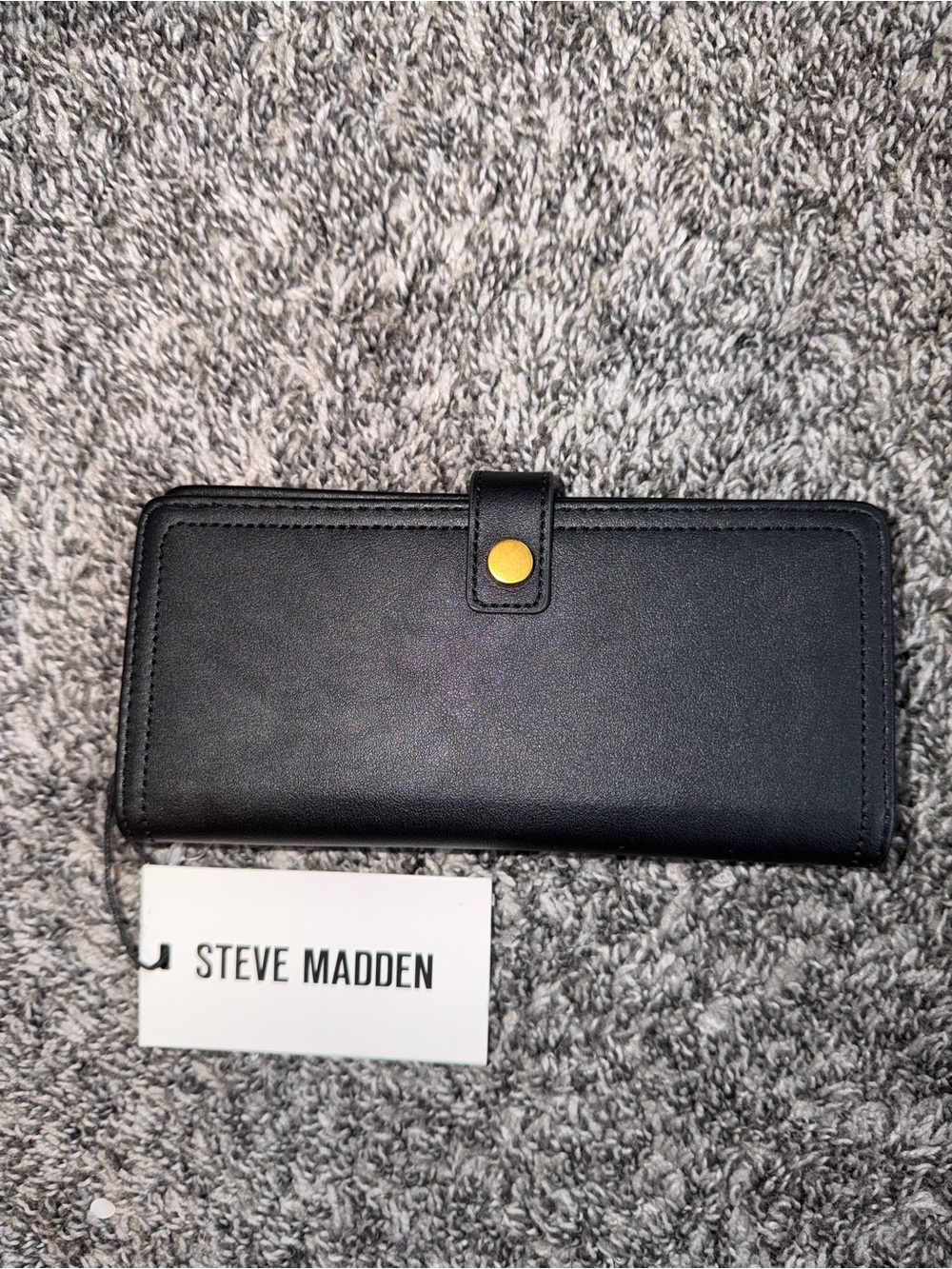 Steve Madden Black Wallet with Gold Snap